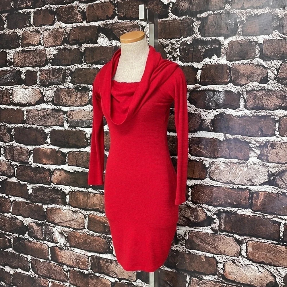 Wilfred Free Aritzia Dress Cowl Neck Red Stretchy Knit Size XS